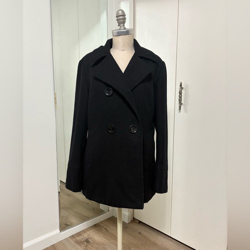 Vintage Esprit Woman's Black Double Breasted Pea Coat Jacket Large
